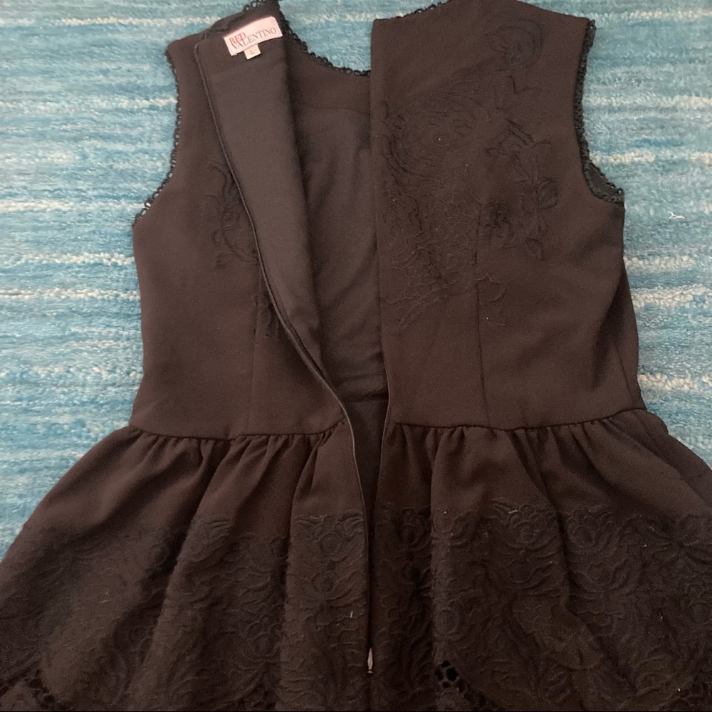 Red Valentino Dress Embroidered Pointelle Detail Sleeveless Black A- Line - Picture 7 of 10